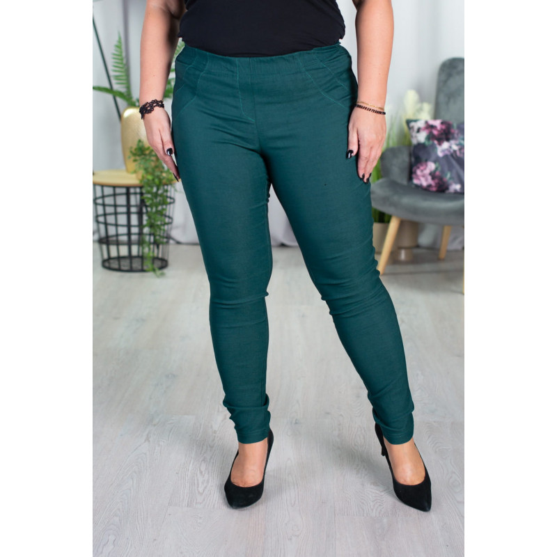 Long stretch pants with a raised waist BENGALINY 07 K22 Malachit