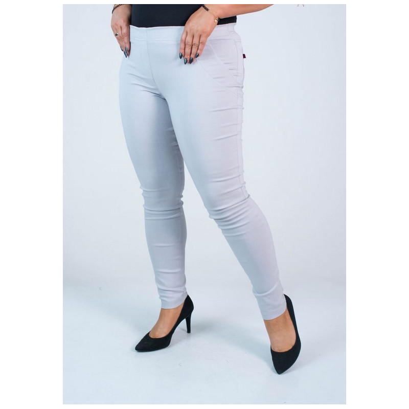 Long stretch pants with a raised waist BENGALINY 07 K11 Light pigeon