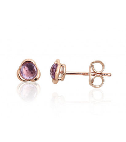 Gold classic studs earrings 1201330(Au-R)_AM, Red Gold 585°, Amethyst