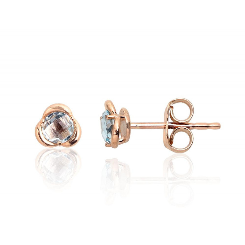 Gold classic studs earrings 1201330(Au-R)_TZLB, Red Gold 585°, Sky Blue Topaz