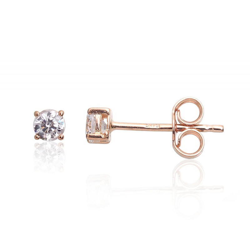 Gold classic studs earrings 1201332(Au-R)_CZ, Red Gold 585°, Zirkons