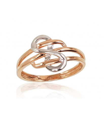 Gold ring 1100819(Au-R+PRh-W), Red Gold 585°, Rhodium (Plating)