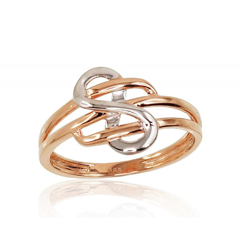 Gold ring 1100819(Au-R+PRh-W), Red Gold 585°, Rhodium (Plating)