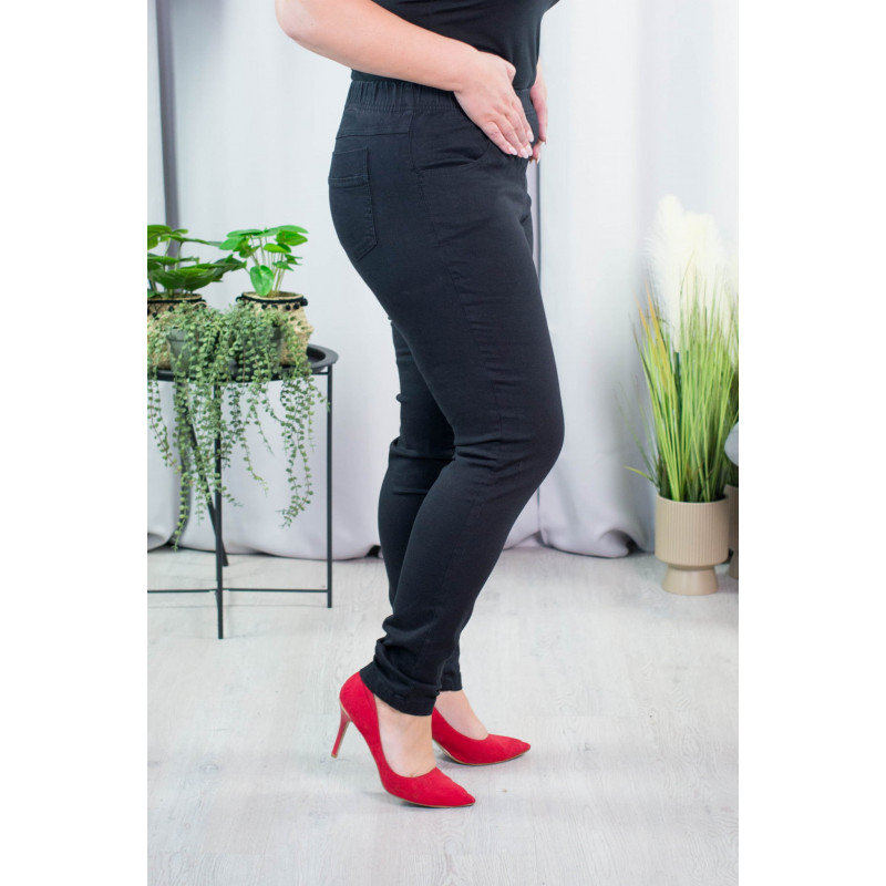 Long stretch jeans with a raised waist JEANGALINY 01 K10 Black