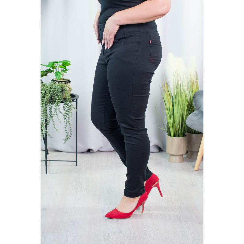 Long stretch jeans with a raised waist JEANGALINY 01 K10 Black