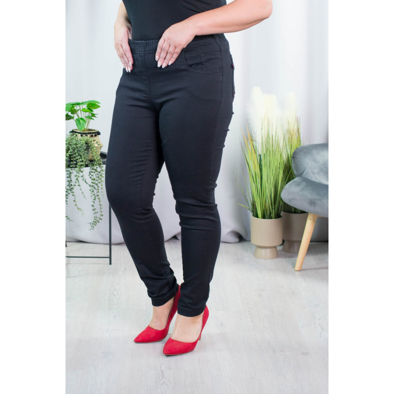 Long stretch jeans with a raised waist JEANGALINY 01 K10 Black