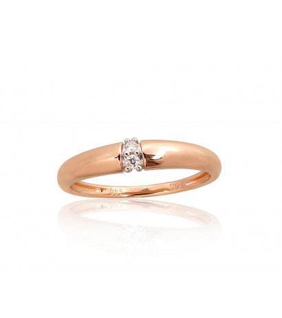 Gold ring 1101016(Au-R+PRh-W)_DI, Red Gold 585°, Rhodium (Plating) , Diamonds