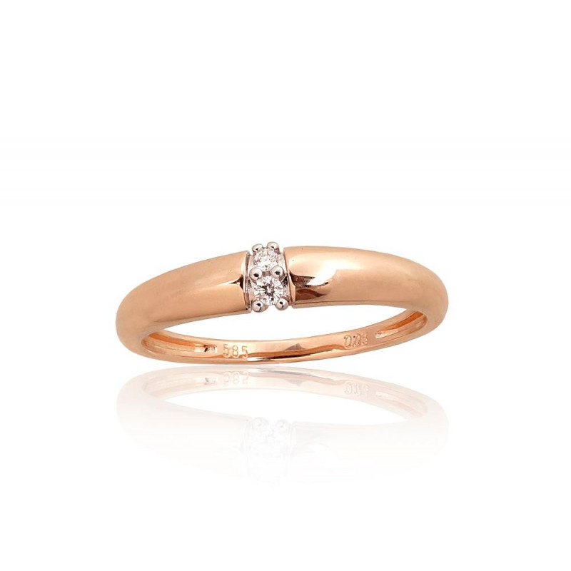 Gold ring 1101016(Au-R+PRh-W)_DI, Red Gold 585°, Rhodium (Plating) , Diamonds