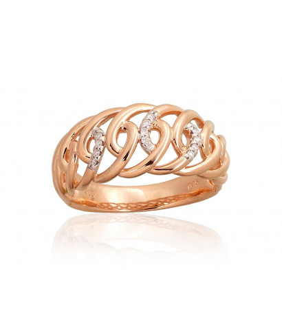 Gold ring 1101017(Au-R+PRh-W)_DI, Red Gold 585°, Rhodium (Plating) , Diamonds