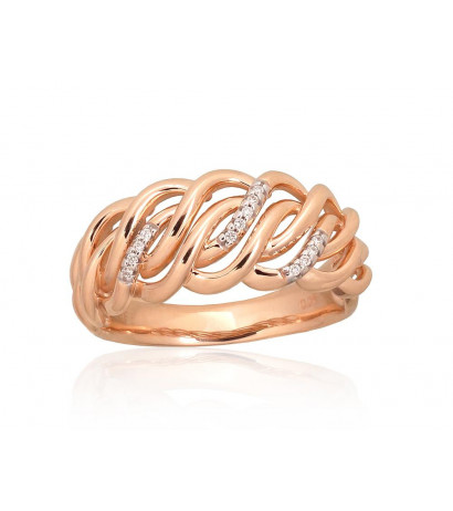 Gold ring 1101018(Au-R+PRh-W)_DI, Red Gold 585°, Rhodium (Plating) , Diamonds