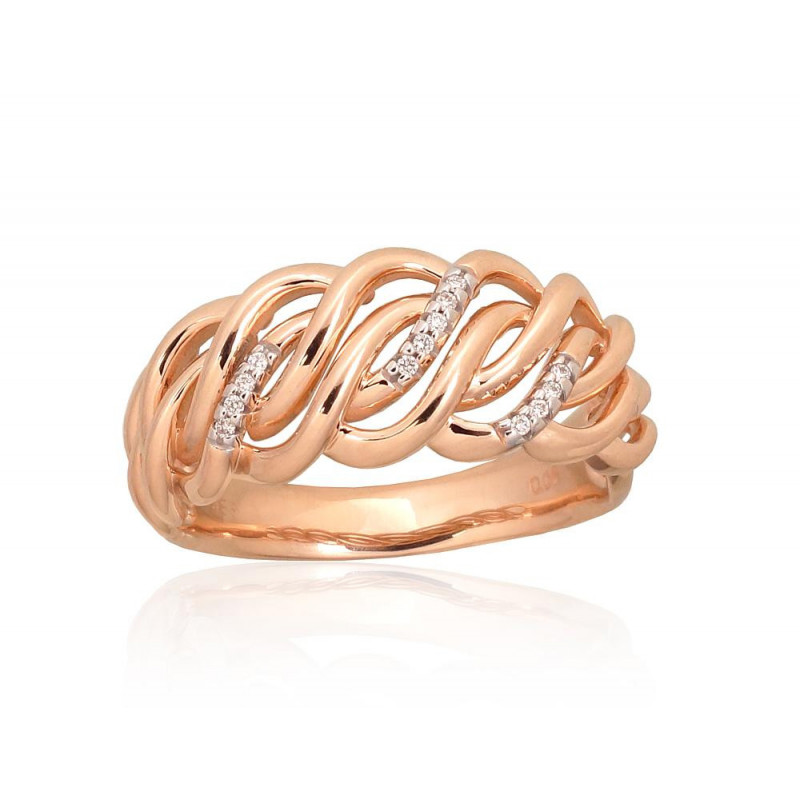 Gold ring 1101018(Au-R+PRh-W)_DI, Red Gold 585°, Rhodium (Plating) , Diamonds