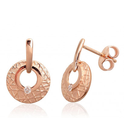 Gold classic studs earrings 1201368(Au-R+Au-MattR)_DI, Red Gold 585°, Diamonds