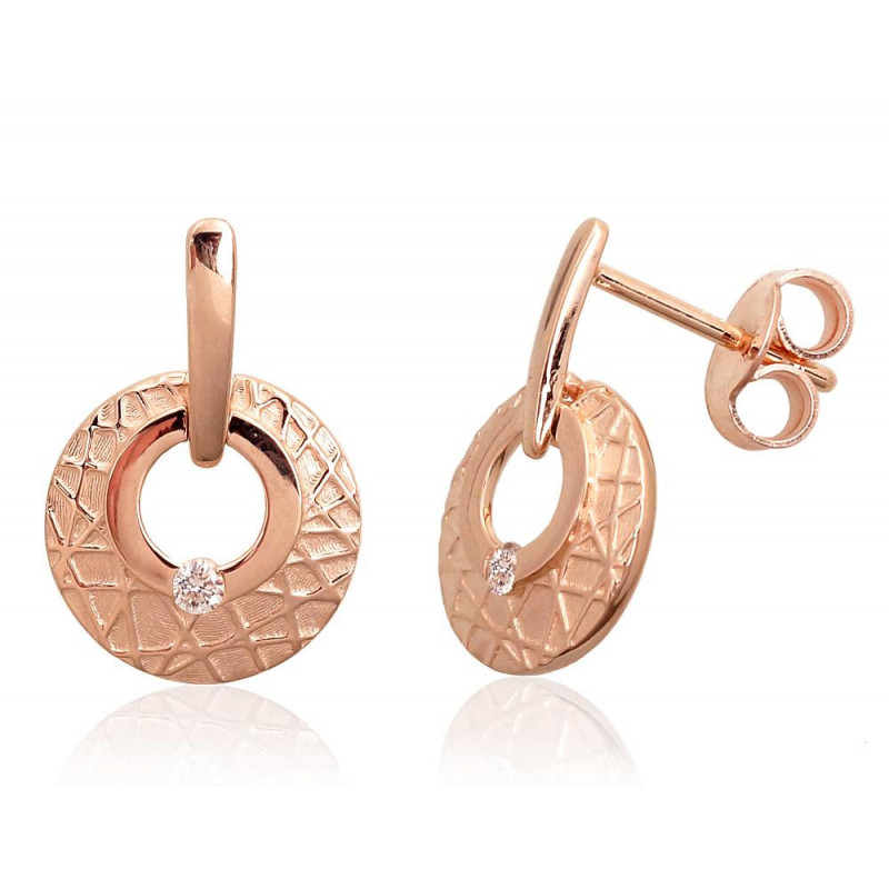 Gold classic studs earrings 1201368(Au-R+Au-MattR)_DI, Red Gold 585°, Diamonds