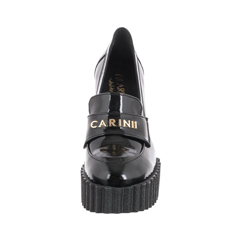 Carinii Czarne Lakierowane B8012-037-000-000-F10 (CI647-a) kurpes