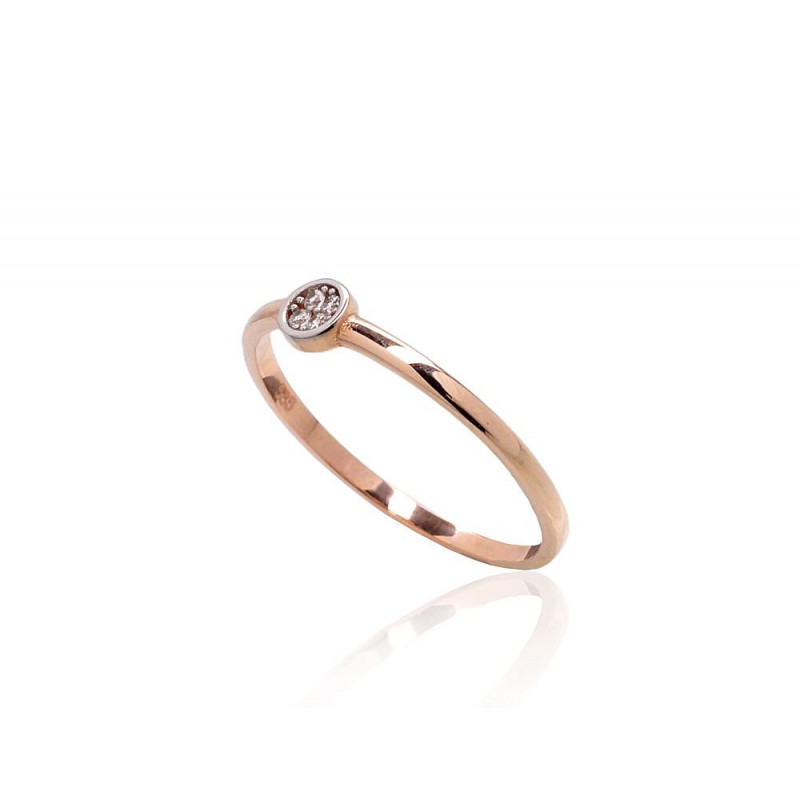 Gold ring 1101004(Au-R+PRh-W)_CZ, Red Gold 585°, Rhodium (Plating) , Zirkons