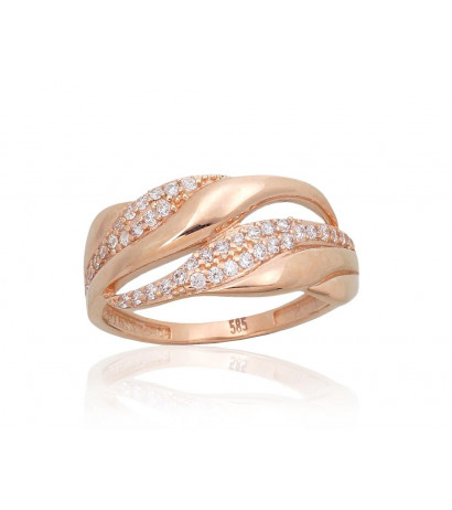 Gold ring 1101010(Au-R)_CZ, Red Gold 585°, Zirkons