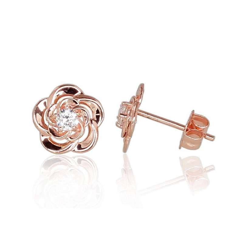 Gold classic studs earrings 1200958(Au-R)_CZ, Red Gold 585°, Zirkons