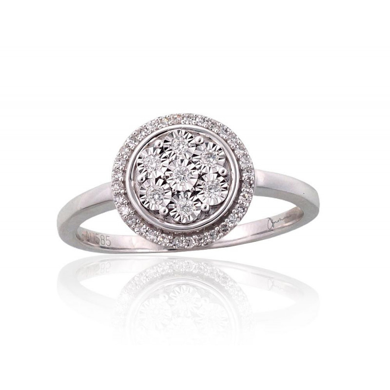 Gold ring 1101029(Au-W)_DI, White Gold 585°, Diamonds