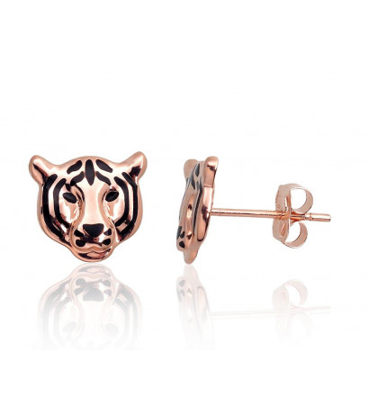 Gold classic studs earrings 1201402(Au-R)_ML-BK, Red Gold 585°, Jewelery enamel