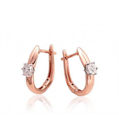 Gold Earrings 1201412(Au-R+Au-W)_DI, White/Red Gold 585°, Diamonds