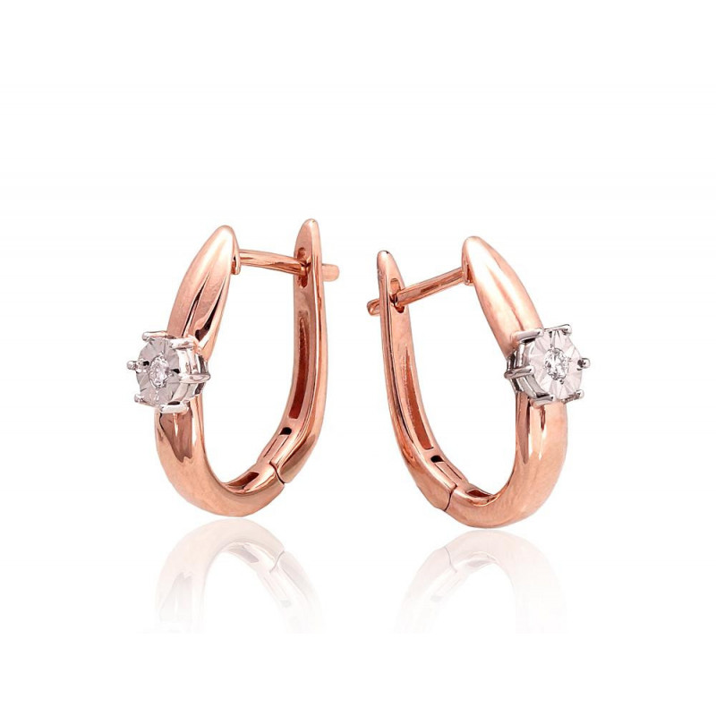 Gold Earrings 1201412(Au-R+Au-W)_DI, White/Red Gold 585°, Diamonds