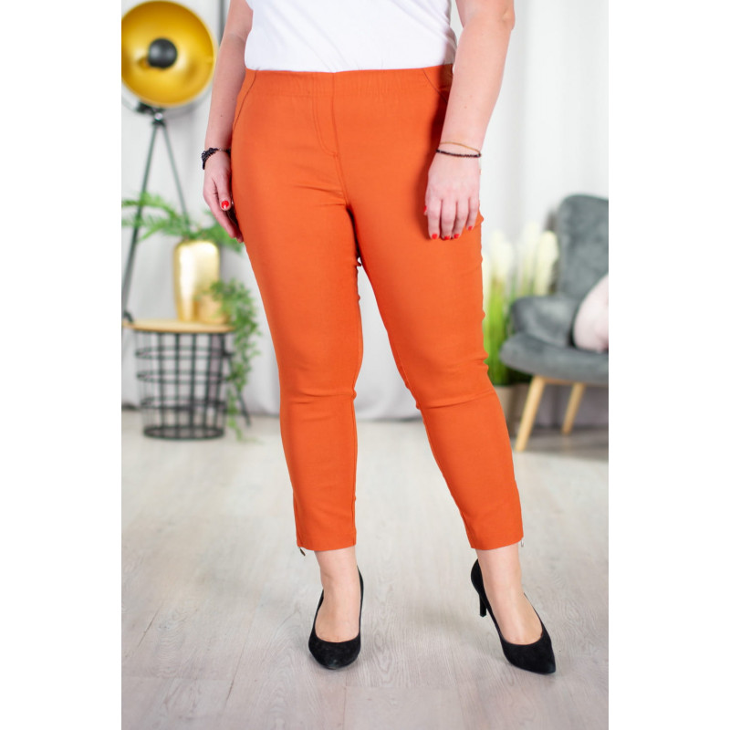 Elastic trousers with raised waist BENGALINY 04 Rust