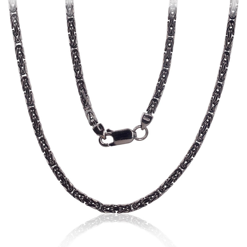 Silver chain Bizantine 2.5 mm 2400147(PRh-Bk), Silver 925°, Rhodium (Plating)