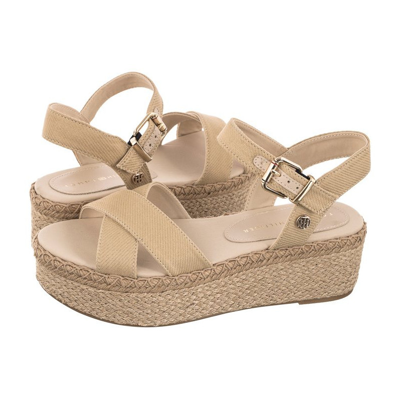 Tommy Hilfiger Shiny Touches Flatform Wedge Light Gold FW0FW06245 0LJ (TH480-a) bateliai