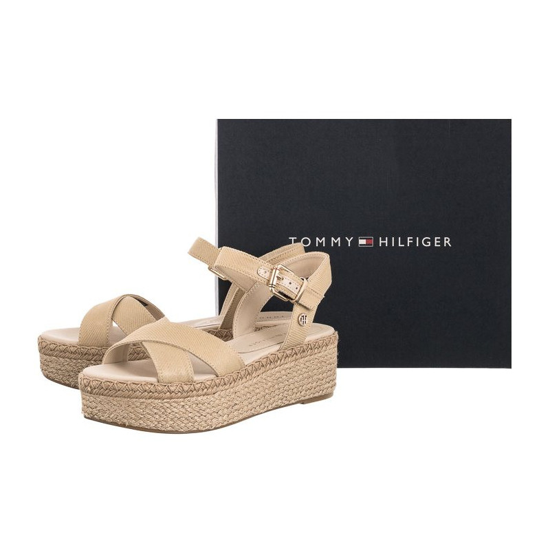 Tommy Hilfiger Shiny Touches Flatform Wedge Light Gold FW0FW06245 0LJ (TH480-a) bateliai