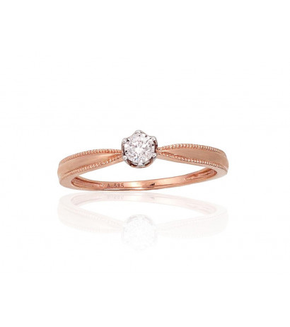 Gold ring 1101039(Au-R+PRh-W)_DI, Red Gold 585°, Rhodium (Plating) , Diamonds