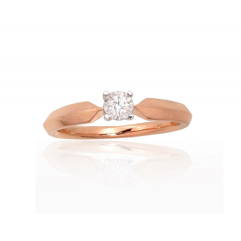 Gold ring 1101043(Au-R+PRh-W)_DI, Red Gold 585°, Rhodium (Plating) , Diamonds