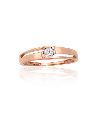 Gold ring 1101044(Au-R+PRh-W)_DI, Red Gold 585°, Rhodium (Plating) , Diamonds