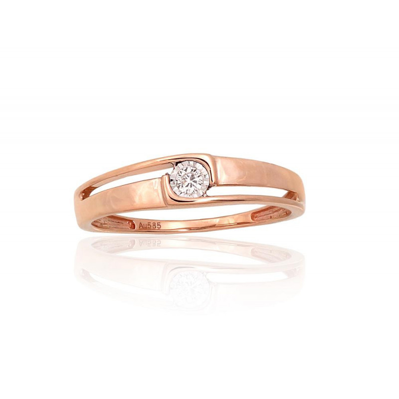 Gold ring 1101044(Au-R+PRh-W)_DI, Red Gold 585°, Rhodium (Plating) , Diamonds