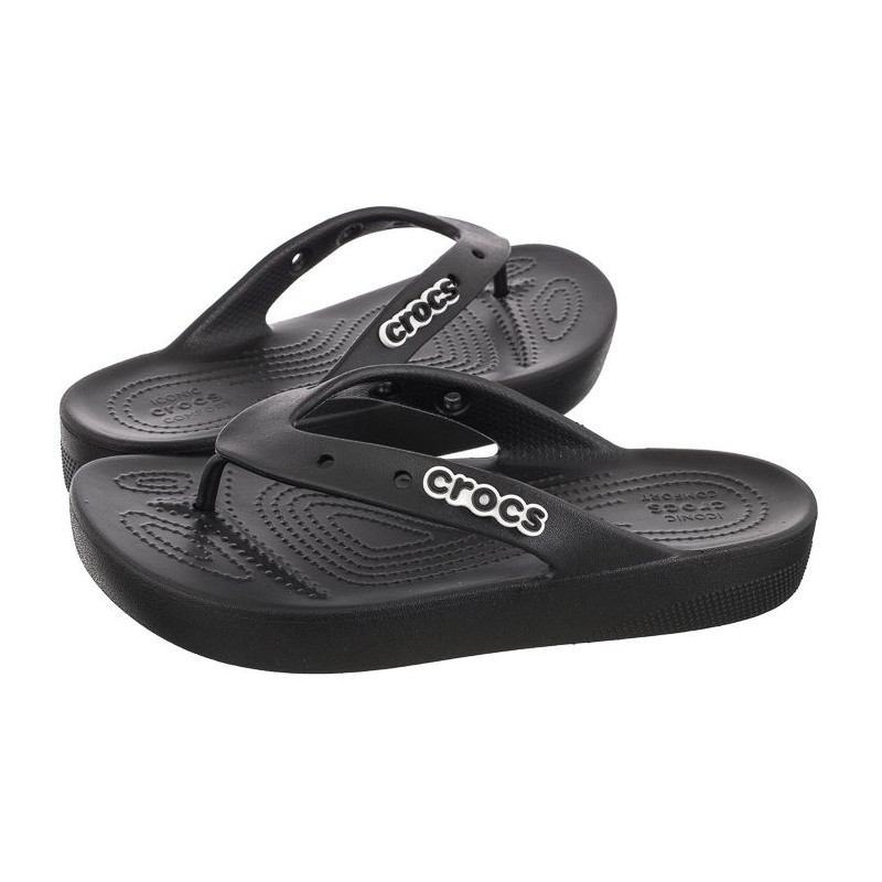 Crocs Classic Platform Flip W Black 207714-001 (CR238-a) apavi