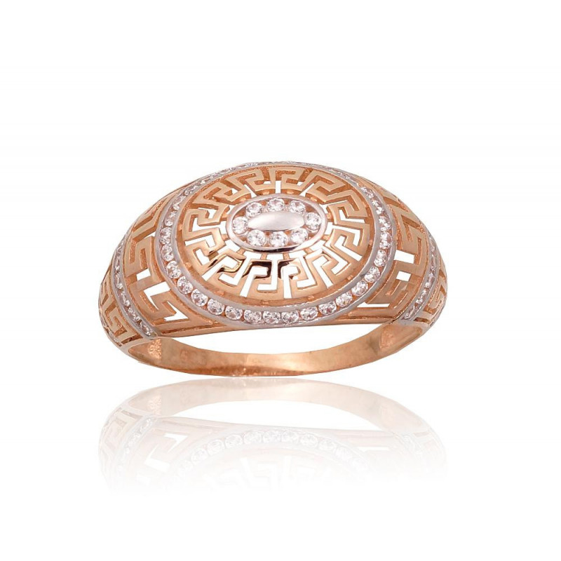 Gold ring 1101081(Au-R+PRh-W)_CZ, Red Gold 585°, Rhodium (Plating) , Zirkons