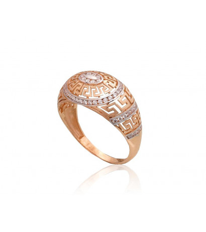 Gold ring 1101081(Au-R+PRh-W)_CZ, Red Gold 585°, Rhodium (Plating) , Zirkons