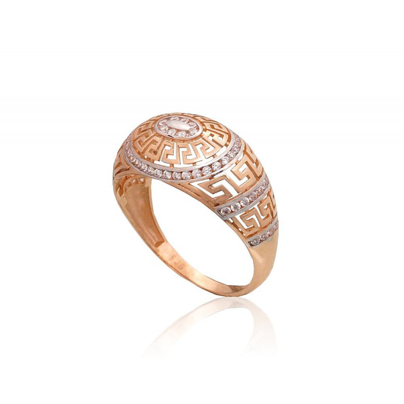 Gold ring 1101081(Au-R+PRh-W)_CZ, Red Gold 585°, Rhodium (Plating) , Zirkons