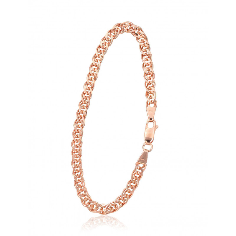 Silver chain Mona Liza 4,9 mm , diamond cut 2400062(PAu-R)-bracelet, Silver 925°, red gold (Plating)