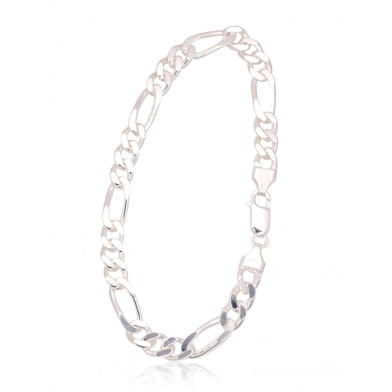 Silver chain Figaro 7 mm , diamond cut 2400142-bracelet, Silver 925°