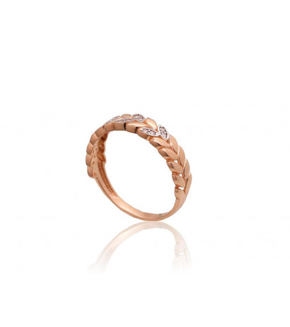 Gold ring 1101068(Au-R+PRh-W)_CZ, Red Gold 585°, Rhodium (Plating) , Zirkons