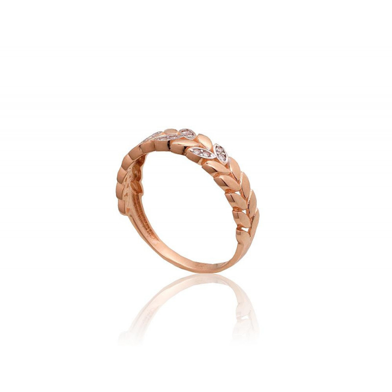 Gold ring 1101068(Au-R+PRh-W)_CZ, Red Gold 585°, Rhodium (Plating) , Zirkons