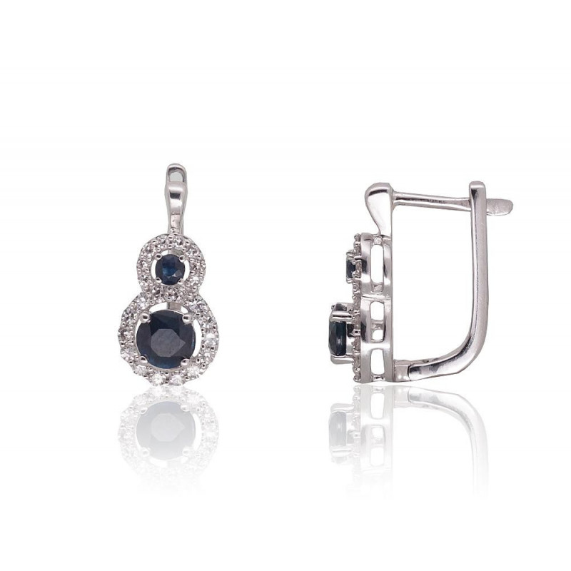 Gold Earrings 1201463(Au-W)_DI+SA, White Gold 585°, Diamonds , Sapphire