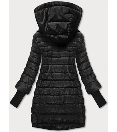 LONG JACKET WITH HOOD BLACK (PM7231) striukė