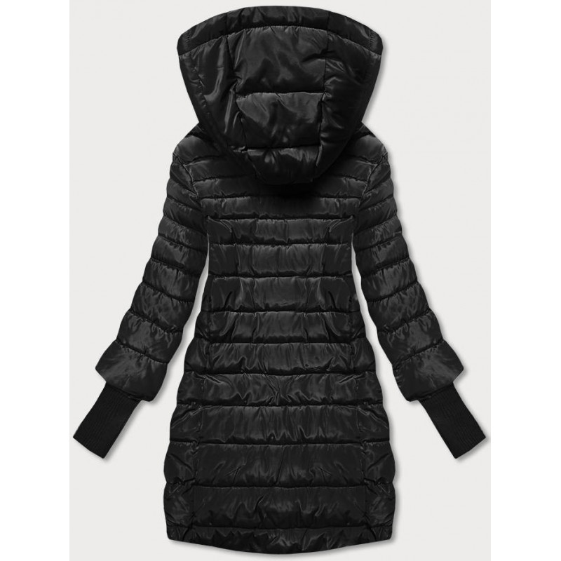 LONG JACKET WITH HOOD BLACK (PM7231) striukė