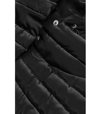 LONG JACKET WITH HOOD BLACK (PM7231) striukė