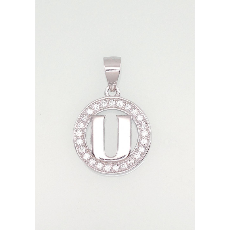 Silver pendant 2301015(PRh-Gr)_CZ, Silver 925°, Rhodium (Plating), Zirkons