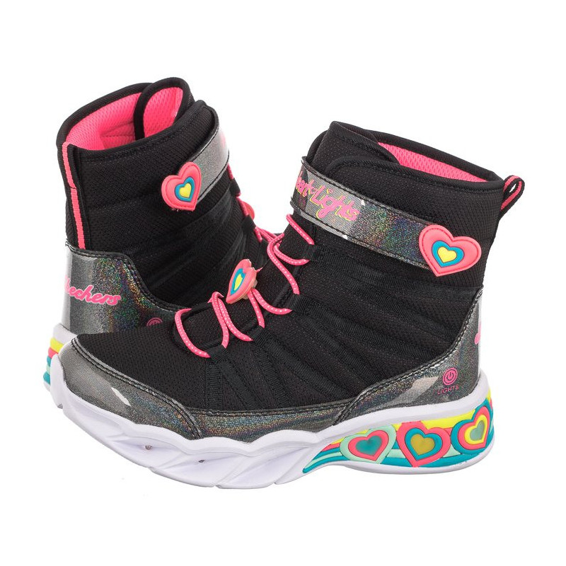 Skechers S Lights Black/Hot Pink 302661L/BKHP (SK132-a) batai