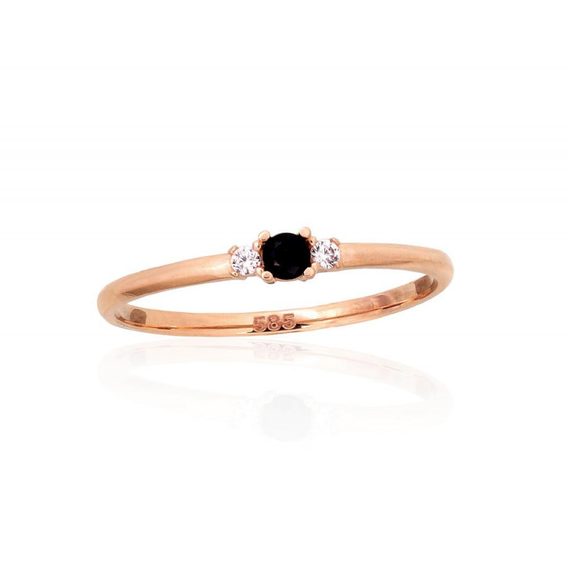 Gold ring 1101109(Au-R)_CZ+CZ-BK, Red Gold 585°, Zirkons