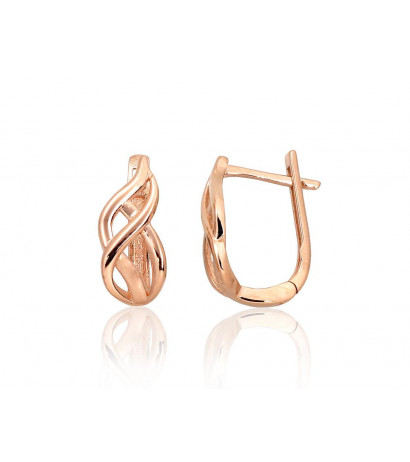 Gold earrings with 'english' lock 1201475(Au-R), Red Gold 585°