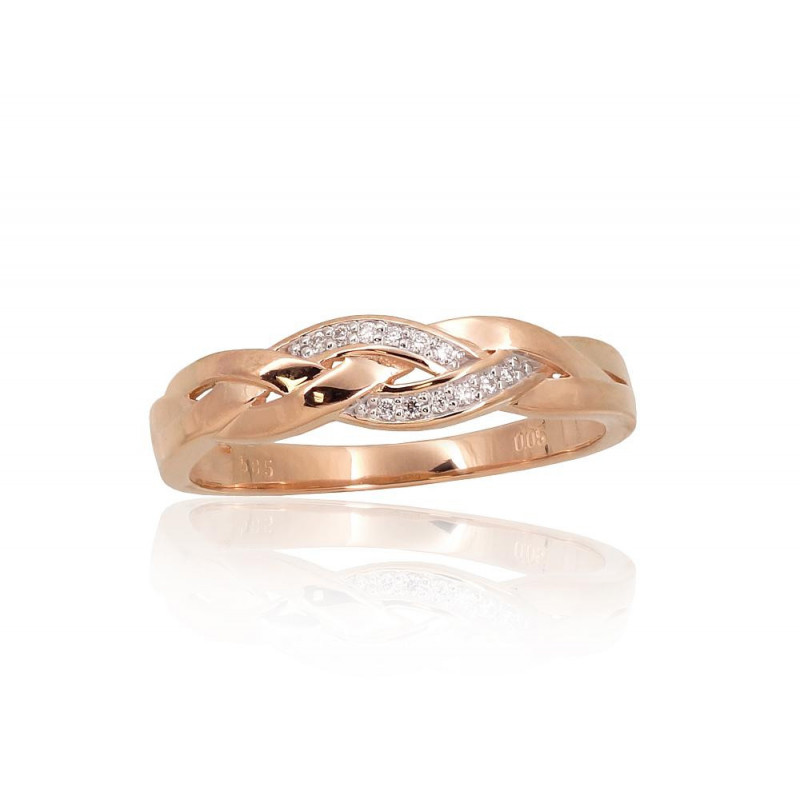 Gold ring 1101115(Au-R+PRh-W)_DI, Red Gold 585°, Rhodium (Plating) , Diamonds